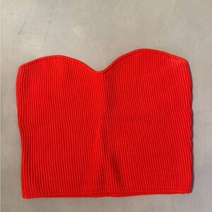 H&M Red Strapless Ribbed Top